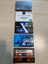 Cinco casetes de audio SONY ESI 54, STAMINA XI 80, XI 60, XSI 50, CHF 60 para Japón