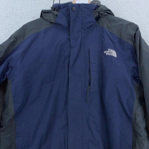 North Face Jacket Mens Medium Blue Gray HyVent Hooded Quilted Lined Outdoor Coat - Picture 2 of 10