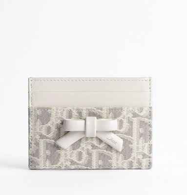 クリスチャンディオールGWセール Dior Promenade Freesia Card Holder Latte White & Grey Oblique