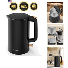 Electric Kettle 1.7L Stainless Steel Double Wall Cordless Water Boiler Boil D...