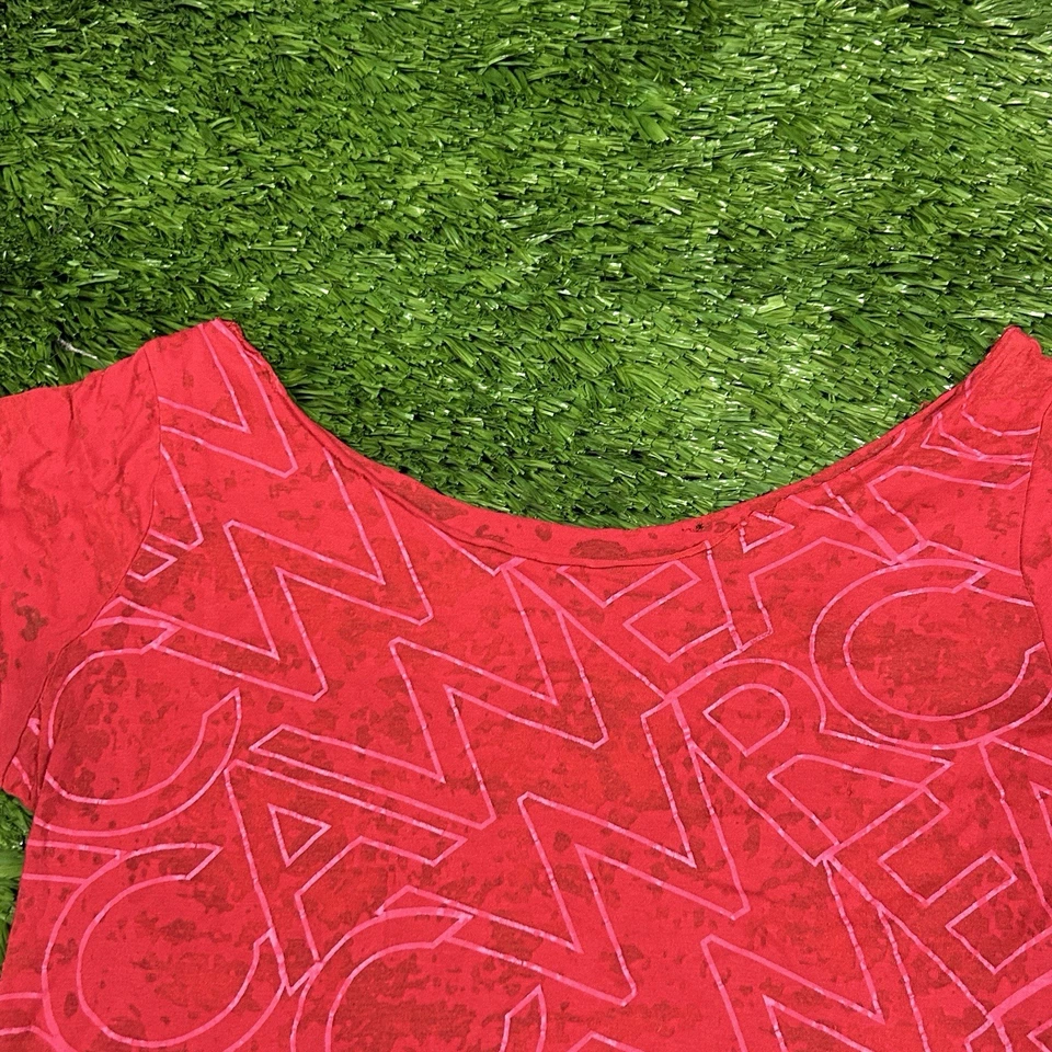 CAMISETA VINTAGE Y2K ROCAWEAR para mujer roja con logotipo gráfico deletreado XL HIP HOP Foto 4 de 4