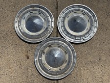 3 Vintage Chevrolet Bowtie Dog Dish Poverty Hubcaps 14 Chrome Oem Set Lot