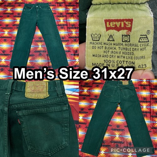 Vintage Levi’s 501 Dark Green Jeans Mens 31x27 Straight Leg WPL 423 Made in USA