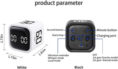 Digital Cube Pomodoro Timer Desk Rechargeable Productivity Timer 5/10/30/60Mi...