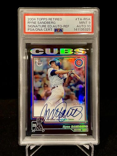 2004 Topps Ryne Sandberg Signature Refractor PSA Mint 9 Gem Mint 10 Auto 14/25