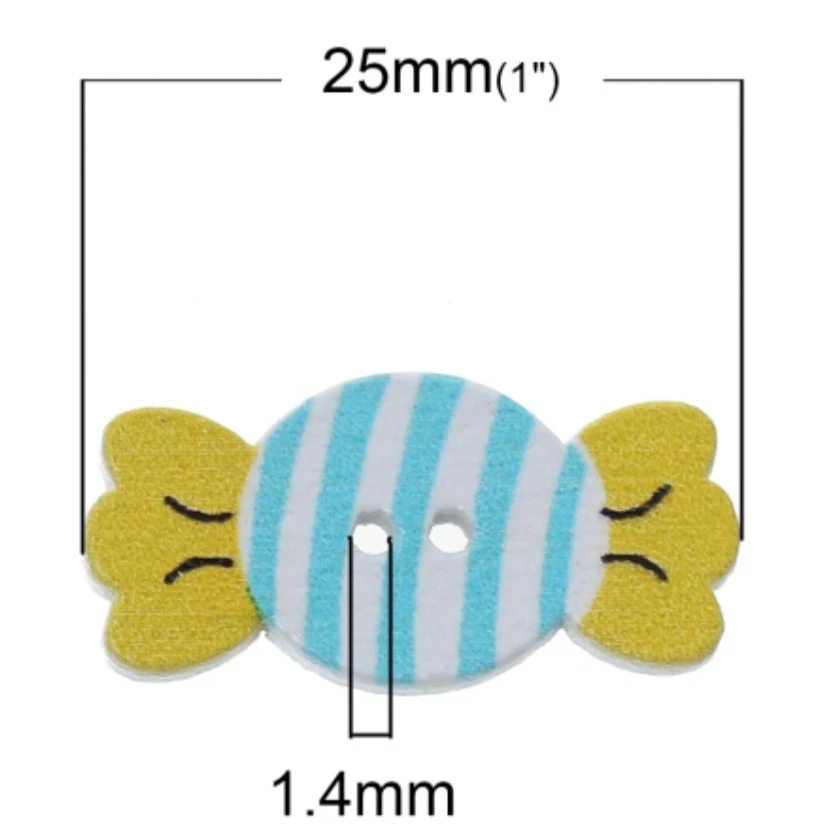 10 Holzknöpfen Bonbon Baby 25x12 mm annähen Scrapbooking basteln Süßigkeiten - Bild 2 von 3