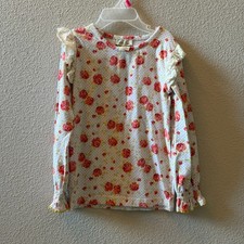 Matilda Jane Girls Size 4 Floral Polka Dot Tiered Ruffle Dress Red Blue Rose