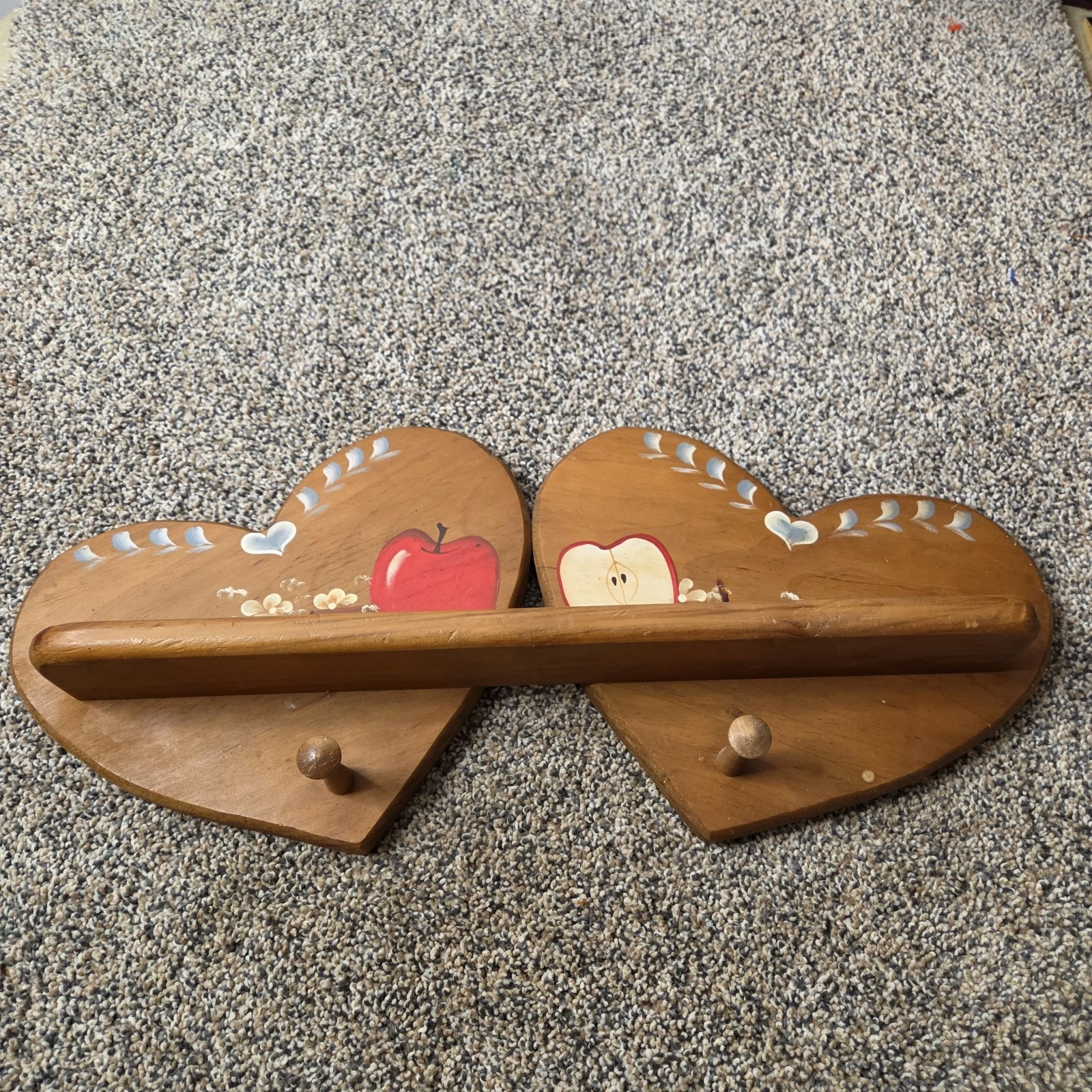 Double Heart Apple Shelf Rustic Country Cottage Grandma
