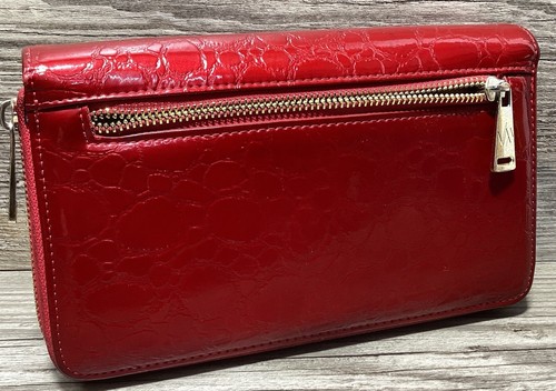 Clutch Purse Cross Body Red Patent Pebble Leather No Strap Vera May Australia - Picture 5 of 18