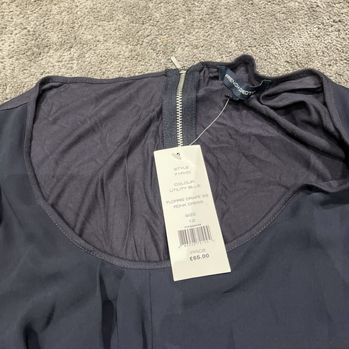 French Connection Midi Dress Size 14 Navy Florrie Drape SS RDNK BNWT - Picture 5 of 5