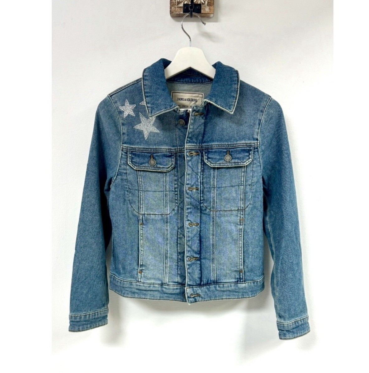 Zadig & Voltaire Star Strass Denim Jacket. NWT. Size Large. Retail