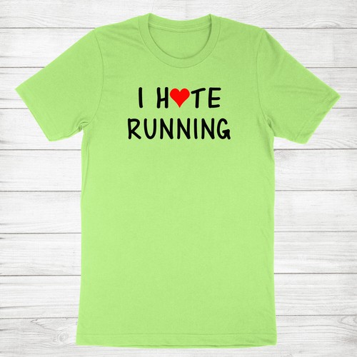 Funny Love Running Gift Shirt I Hate Running Love Heart T-Shirt Jogging Runners - Photo 15/20
