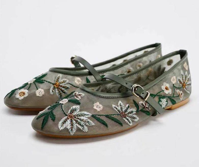 靴 Cherry-Patterned Mary Jane Flats Shipping in mid-June] Cherry-Patterned Mary Jane Flats