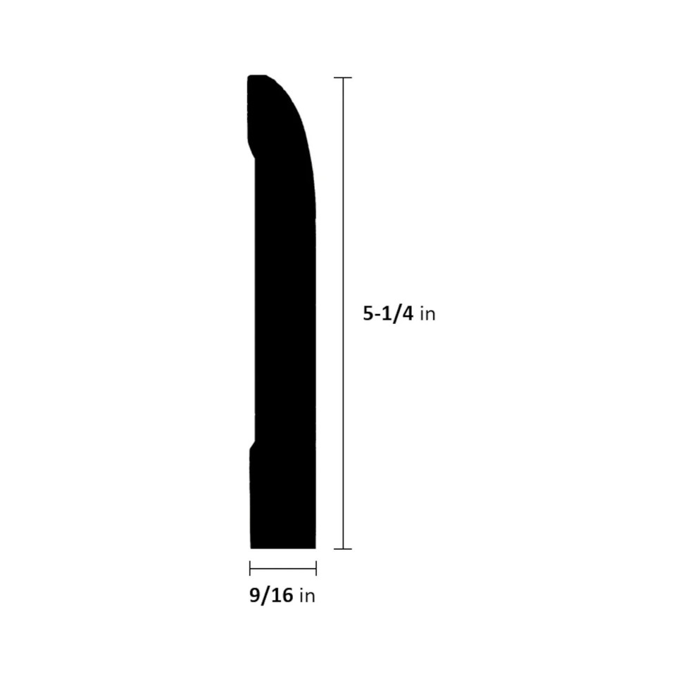 Unfinished Cherry Baseboard Moulding 9/16 in x 5-1/4 in x 7 ft | Solid ...