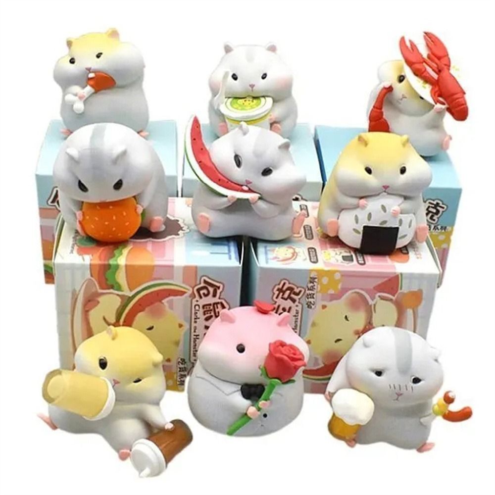 Figuras de hámster gourmet de ratón flocante figuras de hámster Clarke niña regalo