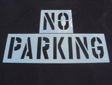 18" NO PARKING Parking Lot Stencil. 1/16" (60 Mil) Mat'l. 9" Widths, Wider Font.
