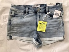 Almost Famous Knit Denim Mid Rise Shorts Juniors 5 Acid Wash Super Soft Cuffed