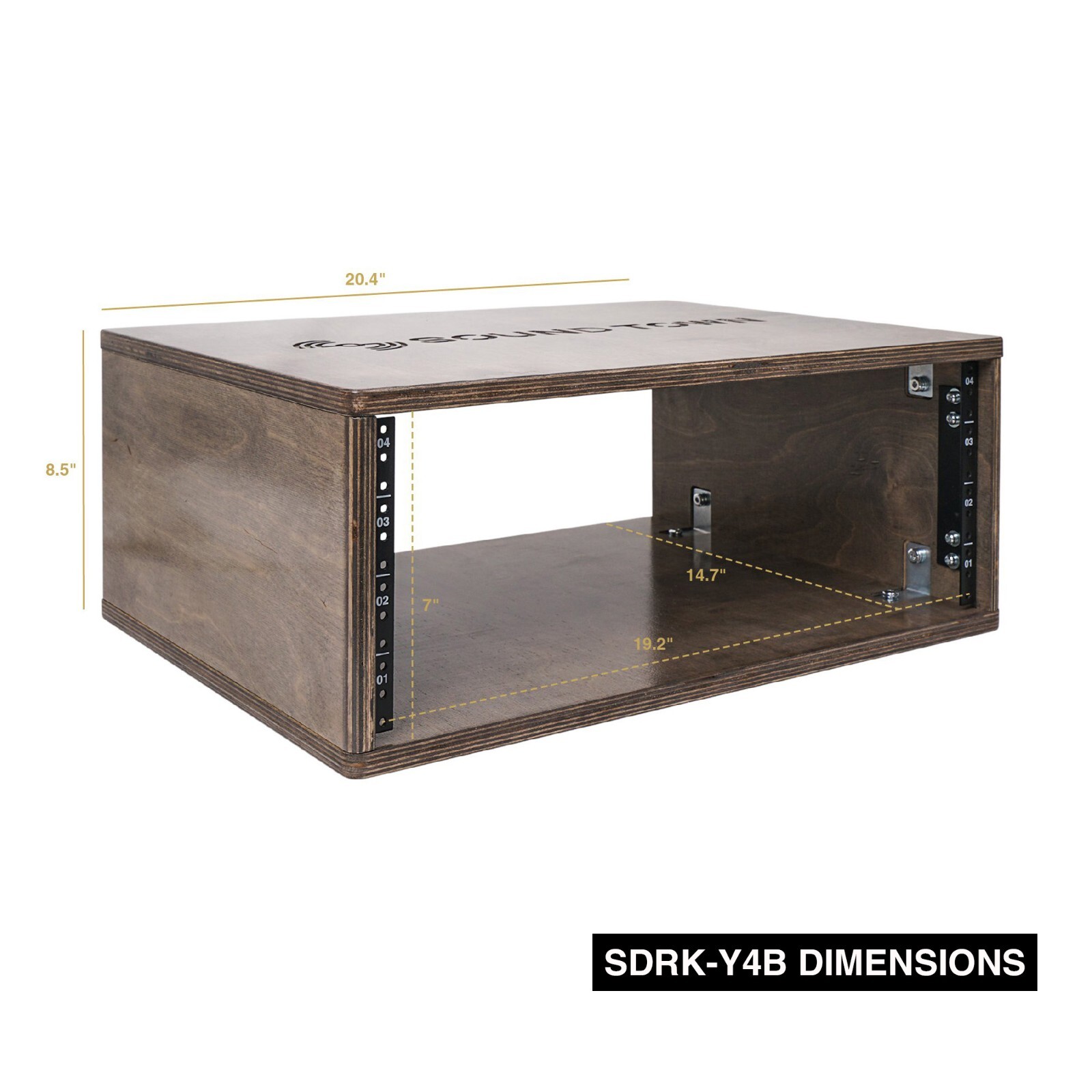 Sound Town DIY 4U Studio Rack w/ Baltic Birch Plywood Weathered Brown ...
