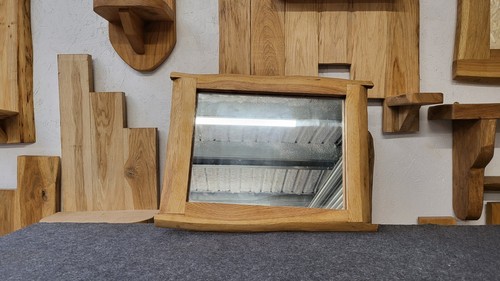 Small Oak Framed Mirror with a waney edge | Hand made Furniture, Natural Finish - Picture 2 of 6