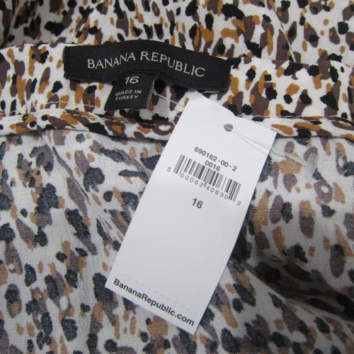 NUOVO! Gonna midi Banana Republic in crepe con orlo arricciato taglia 16 stampa ghepardo - Foto 11 di 13