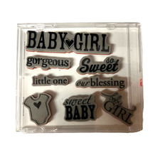 8 Sweet Baby Girl Cling Mount Rubber Stamps Bodysuit Blessing Sweet Gorgeous