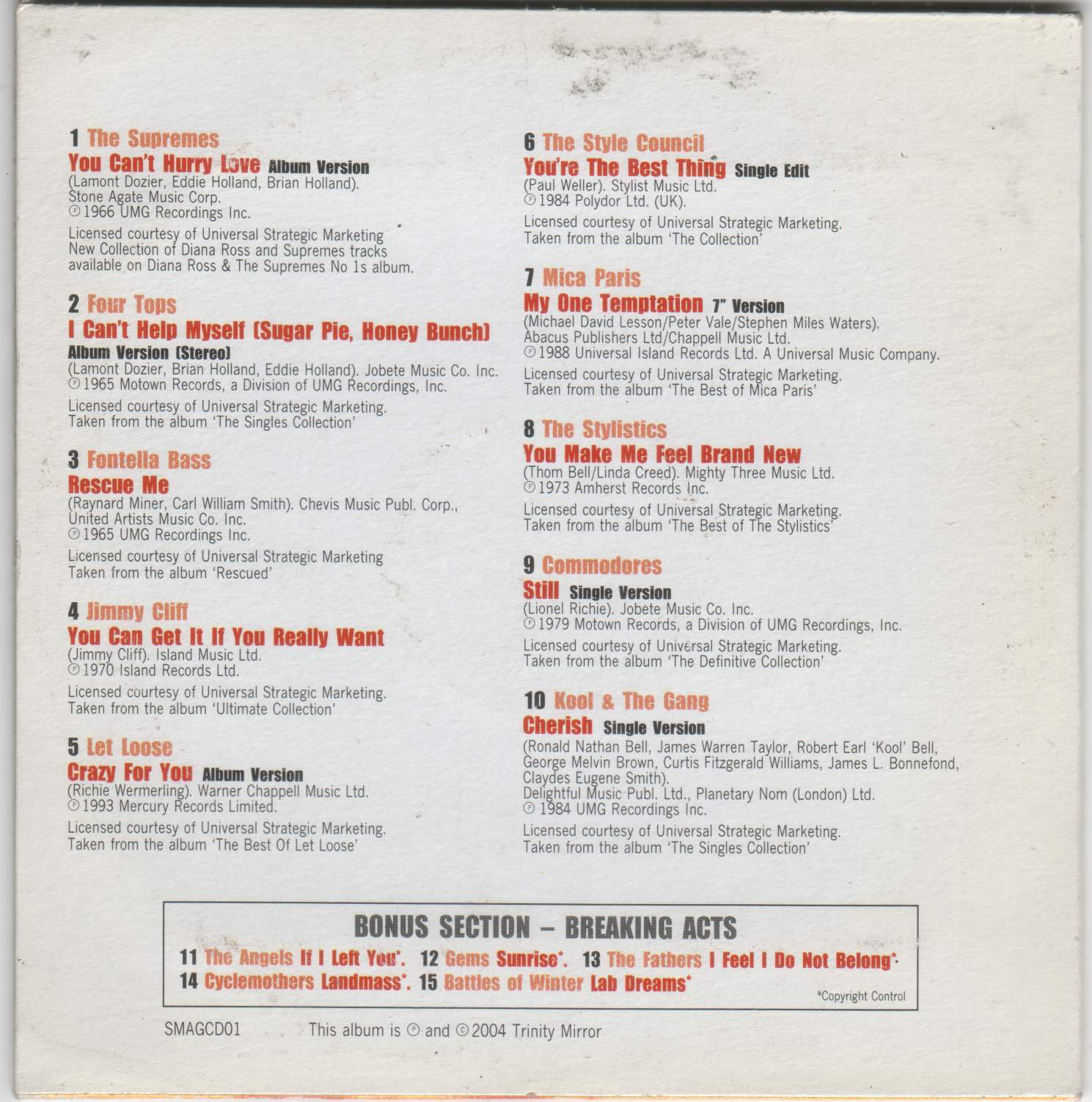 SUNDAY MAGIC: PROMO CD: FOUR TOPS, STYLE COUNCIL, JIMMY CLIFF, SUPREMES ...