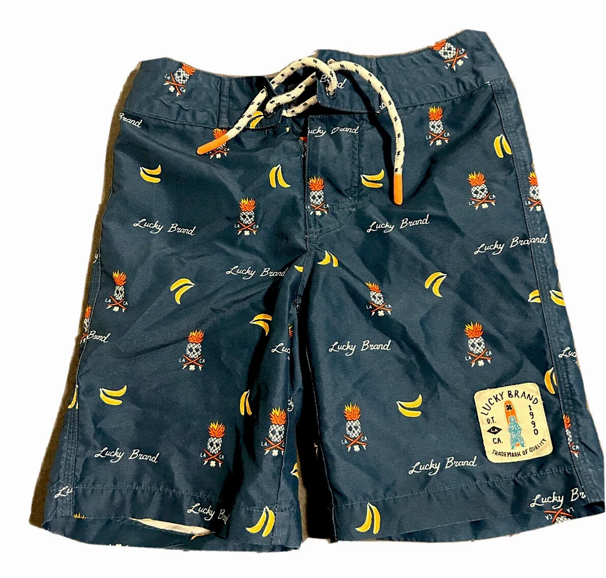 Lucky Brand Boys Sizez 8 Banana And Pineapples Swim Trunks Blue