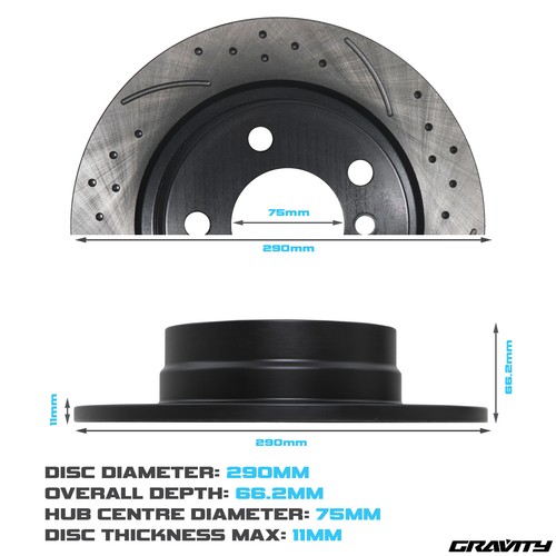 DISCOS DE FRENO TRASEROS RANURADOS PERFORADOS 290MM BMW SERIE 1 2 F20 F21 F22 F23 11+ - Imagen 2 de 9