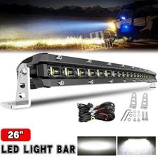 Ultra Slim Curved 26inch LED Light Bar+Wiring Truck Offroad Driving 4X4 SUV UTV