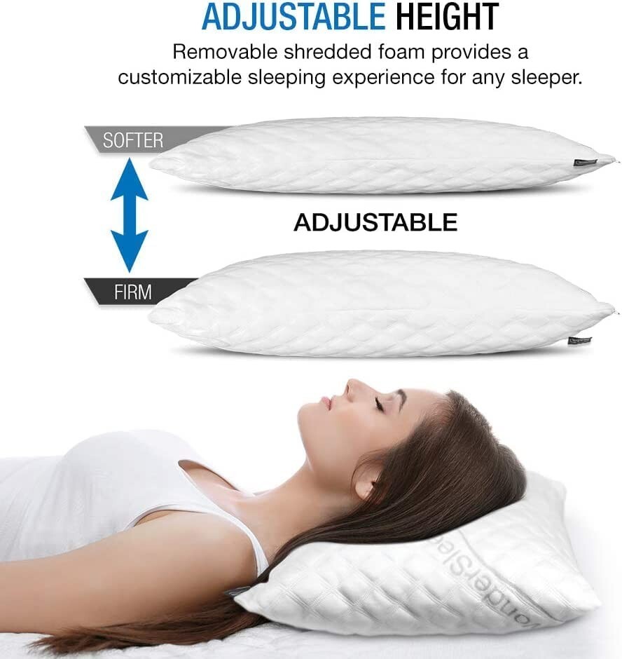 WonderSleep Dream Rite Shredded Memory Foam Pillow Queen Size,