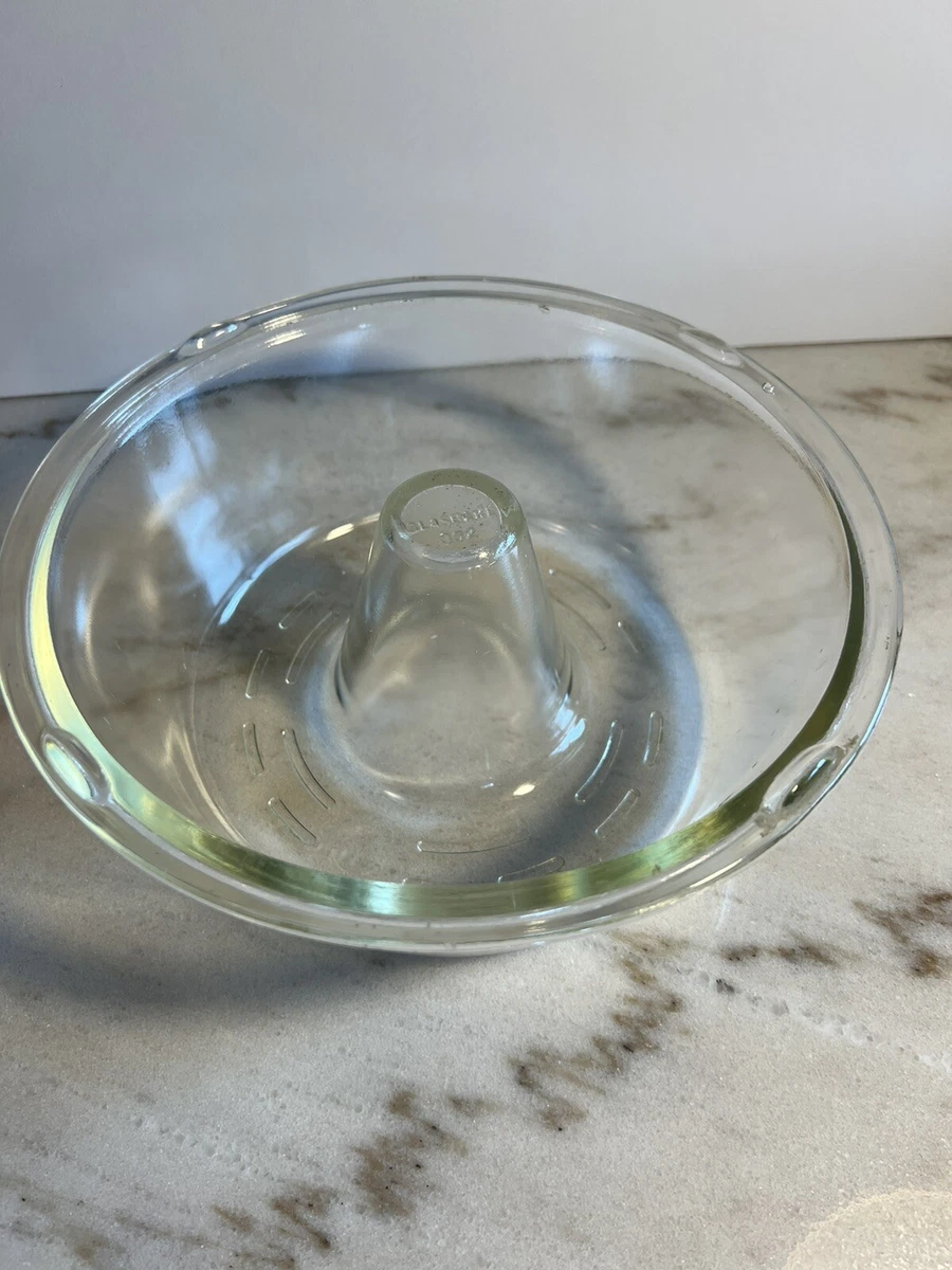 Vintage GLASBAKE Clear Glass Tube Bundt Cake Pan #352