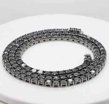 4mm Lab Created Black Diamond Tennis Necklace 14K White Gold Plated Unisex 18"
