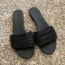 Jenni Kayne Black Leather Knotted Slide on Sandals Italy 36, US 6