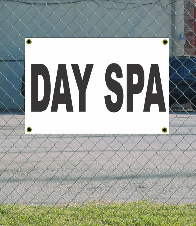 2x3 Day Spa Black & White Banner Sign New Discount Size & Price Free Shipping