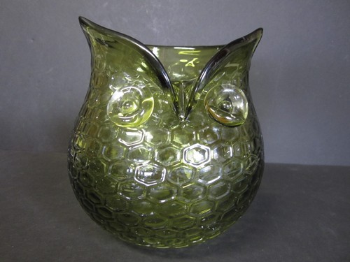 Vintage Art Glass Owl Bowl Bird Shaped Green Cute - Bild 9 von 10