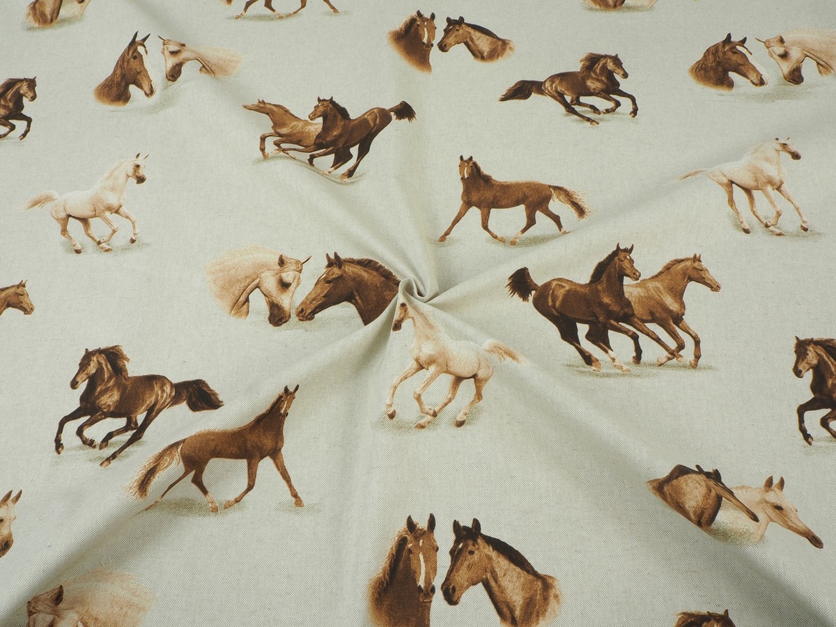 Pferde Stoff Meterware Pferdeliebhaber Deko Tischdecke Kissen