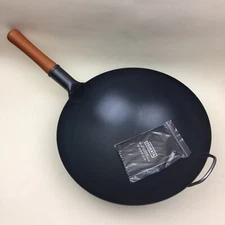 Yosukata High Grade Black Carbon Steel ROUND BOTTOM WOK 14” Asian Cookware New