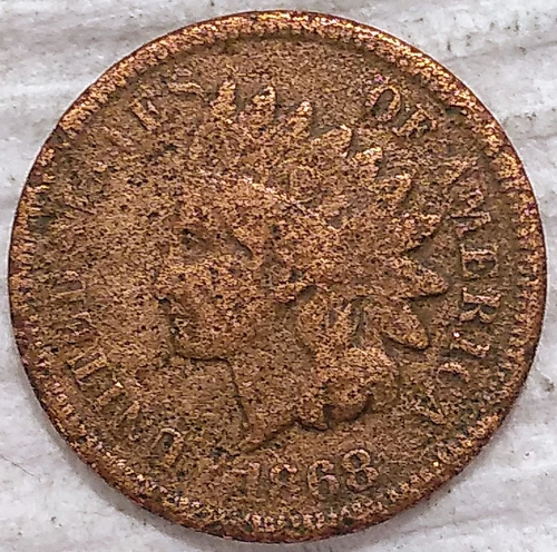 1868 Indian Head Cent Penny 1C - Grade VG/F - #11610