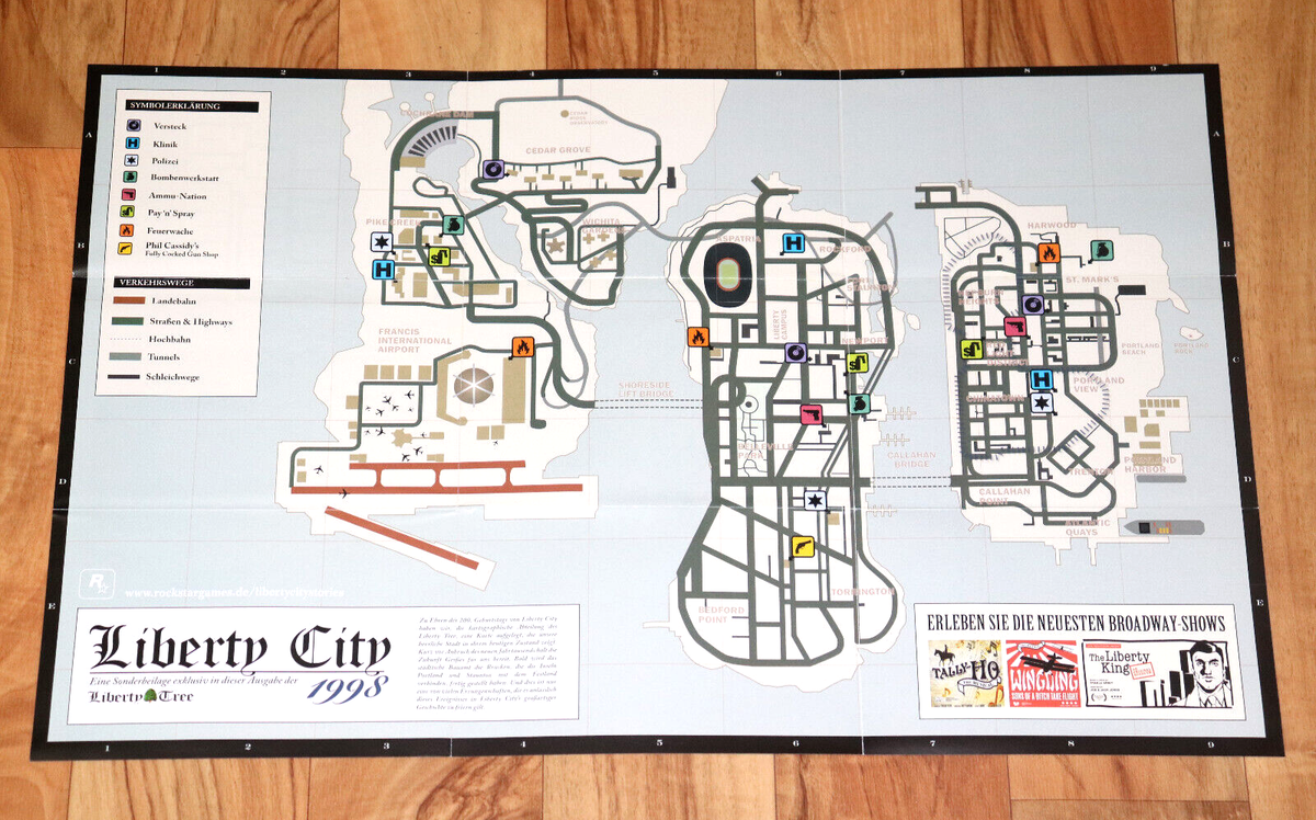 Grand Theft Auto Liberty City Stories GTA Rare Map / Poster . | eBay