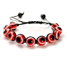 EVIL EYE BEAD BRACELET 12mm Shamballa Style Good Luck Protection NEW Adjustable