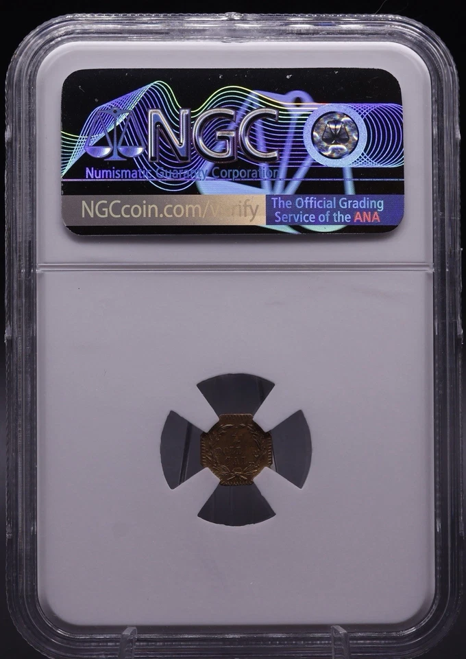 1876 Octagonal Gold Quarter Dollar BG-780 NGC MS64 Octagonal Liberty Cali Gold - Image 4 of 4