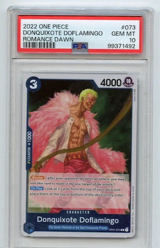 2022 One Piece Romance Dawn OP01-074 Donquixote Doflamingo Pre-Errata PSA 10