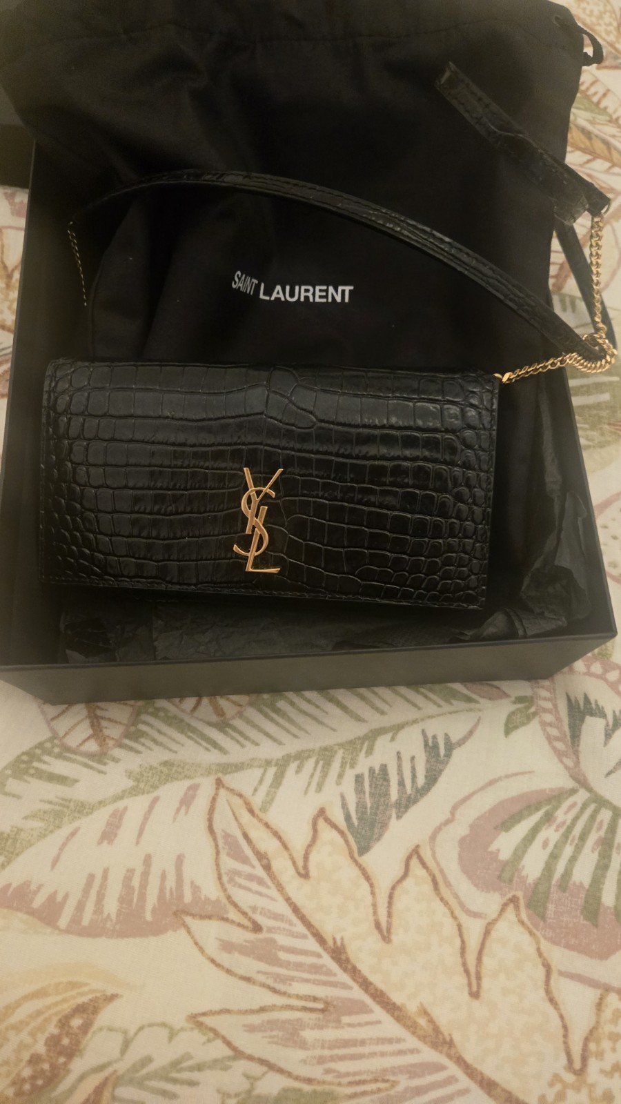 SAINT LAURENT Borsa a tracolla originale per cellulare YSL nera