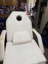 White Adjustable Foldable Tattoo/Massage Chair Faux Leather Upholstery