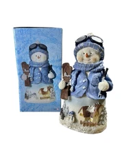Vintage Skiing Snowman Figurine w/ Original Box