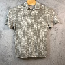 Adidas Mens Ultimate 365 Allover Print Golf Polo Shirt Grey White Size Medium