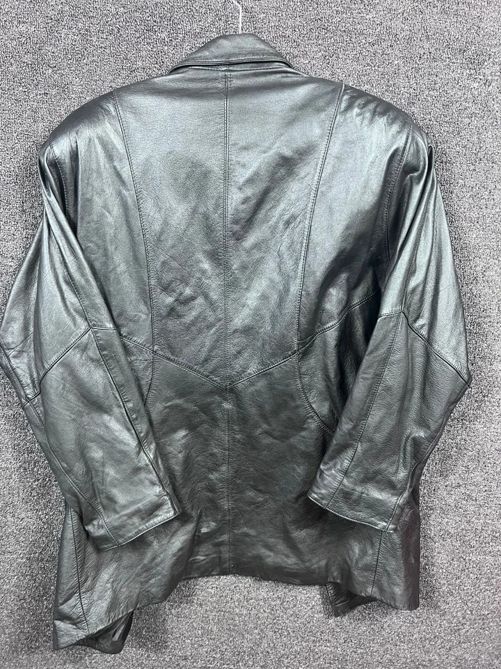 Chaqueta de moto Avanti para mujer negra 100 % cuero talla mediana cierre de botones Foto 4 de 4