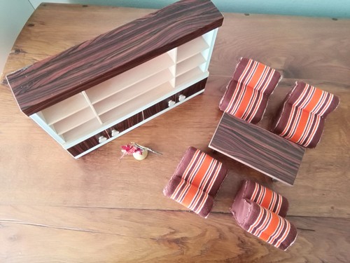 Bodo Hennig Vintage Puppen 60er Wohnzimmer Möbel Set Sessel Vase Panton orange - Bild 2 von 6