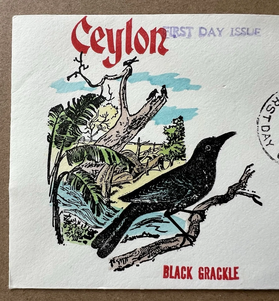 Ceylon 1966 FDC Pair • Birds of Sri Lanka • Peacock & Black Grackle • Colombo - Image 4 of 4