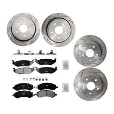 Front Rear Drilled Rotors Brake Pads For Dodge Ram 1500 Chrysler Aspen Durango
